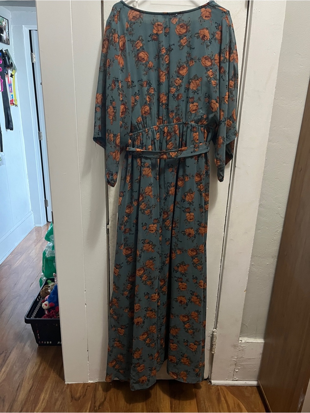 Baltic Born Teal Maxi Dress with Orange Floral Print - Picture 3 of 3